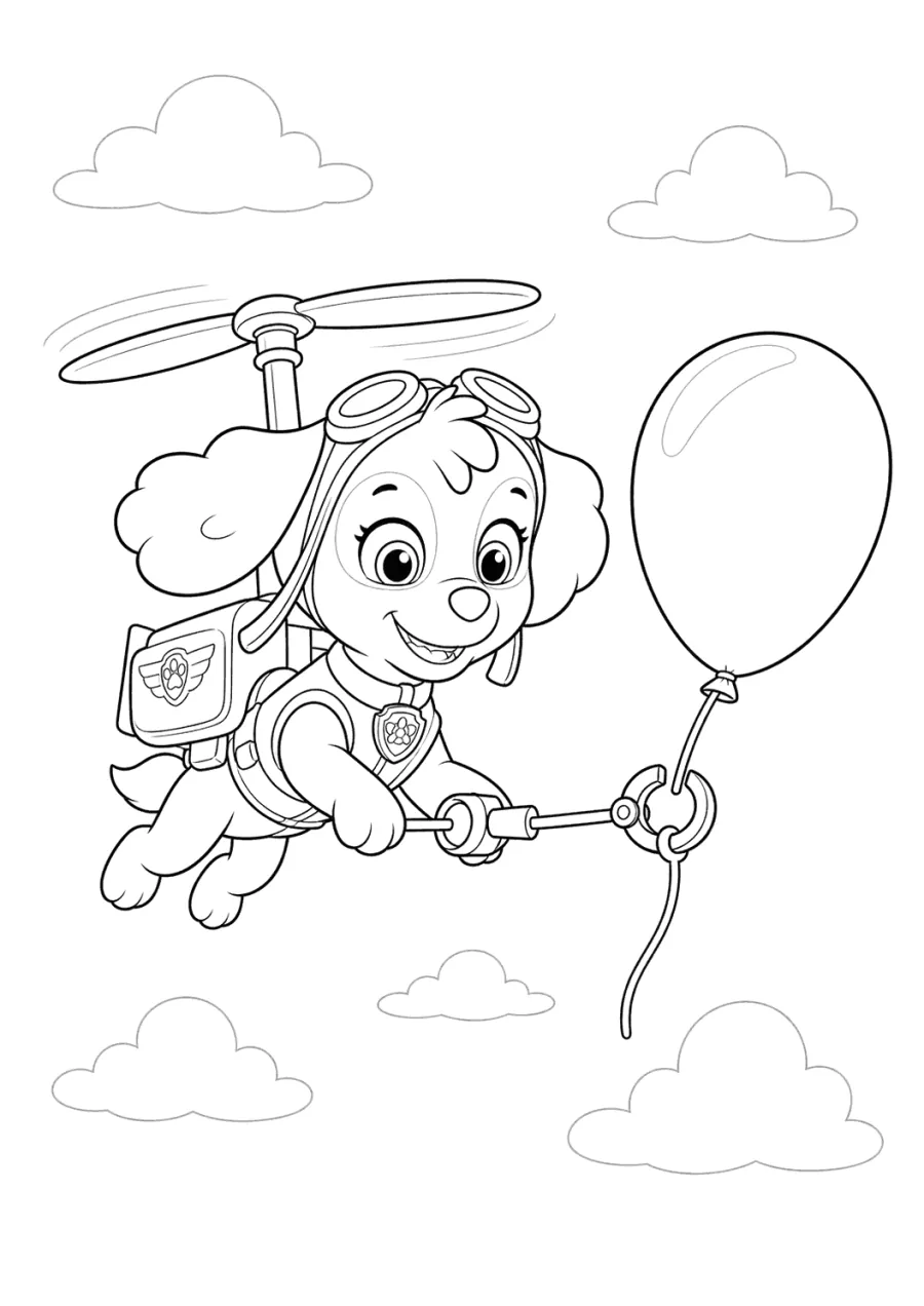 Skye Paw Patrol Flying with a Balloon