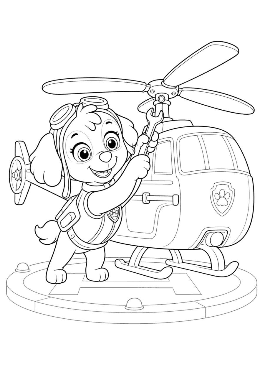 Skye Paw Patrol Repairing a Helicopter Rotor