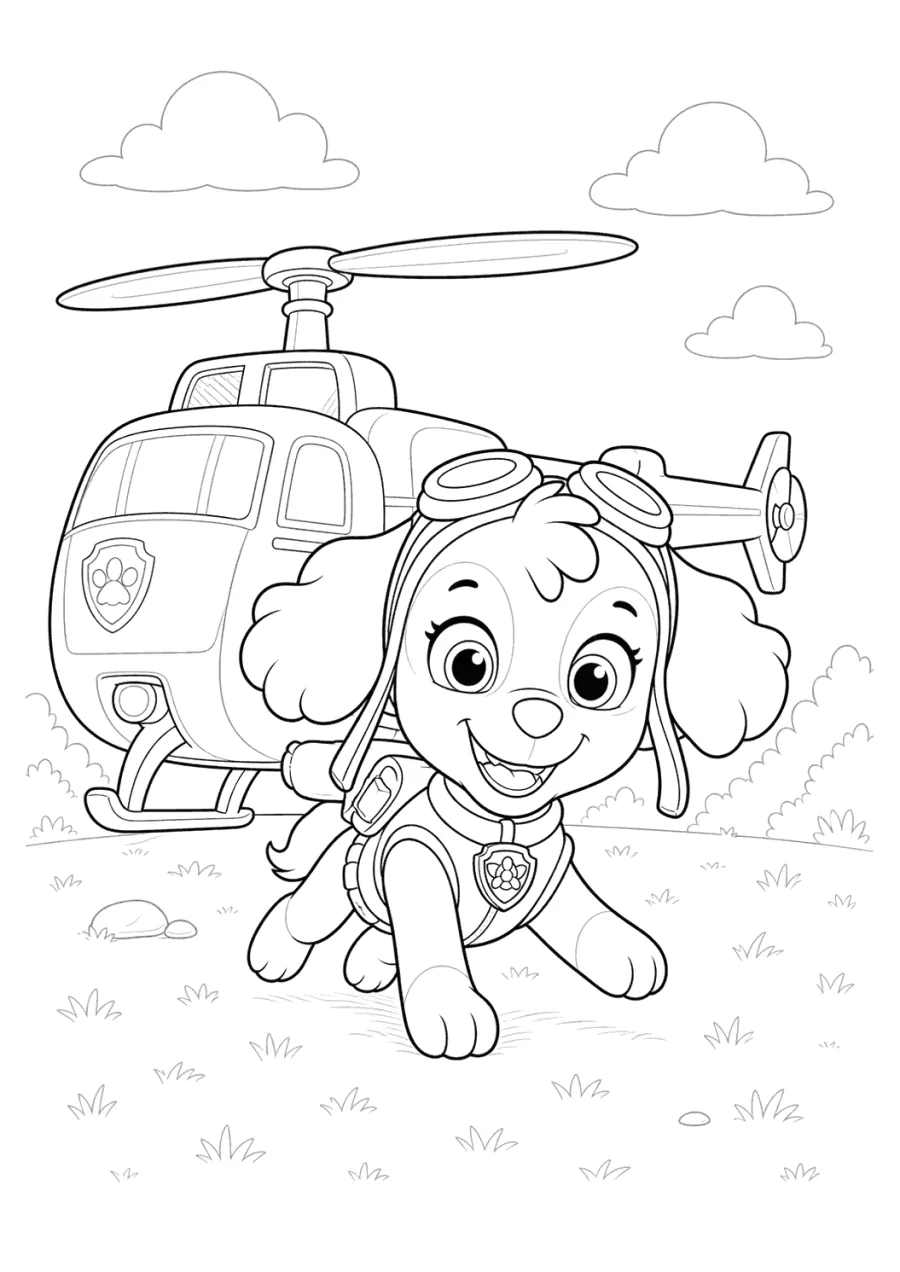 Skye Paw Patrol Running from a Helicopter