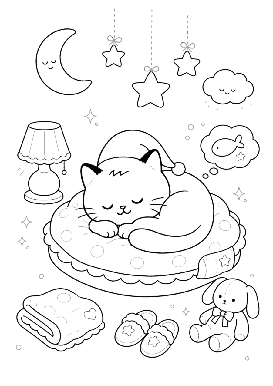 Sleepy Kitten on a Cushion