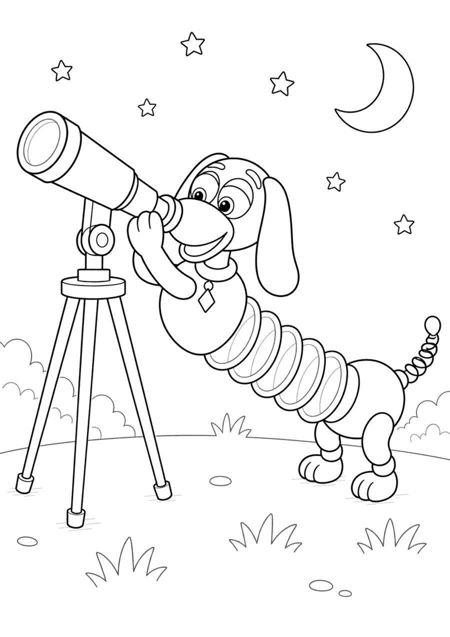 Slinky Dog Looking Through a Telescope