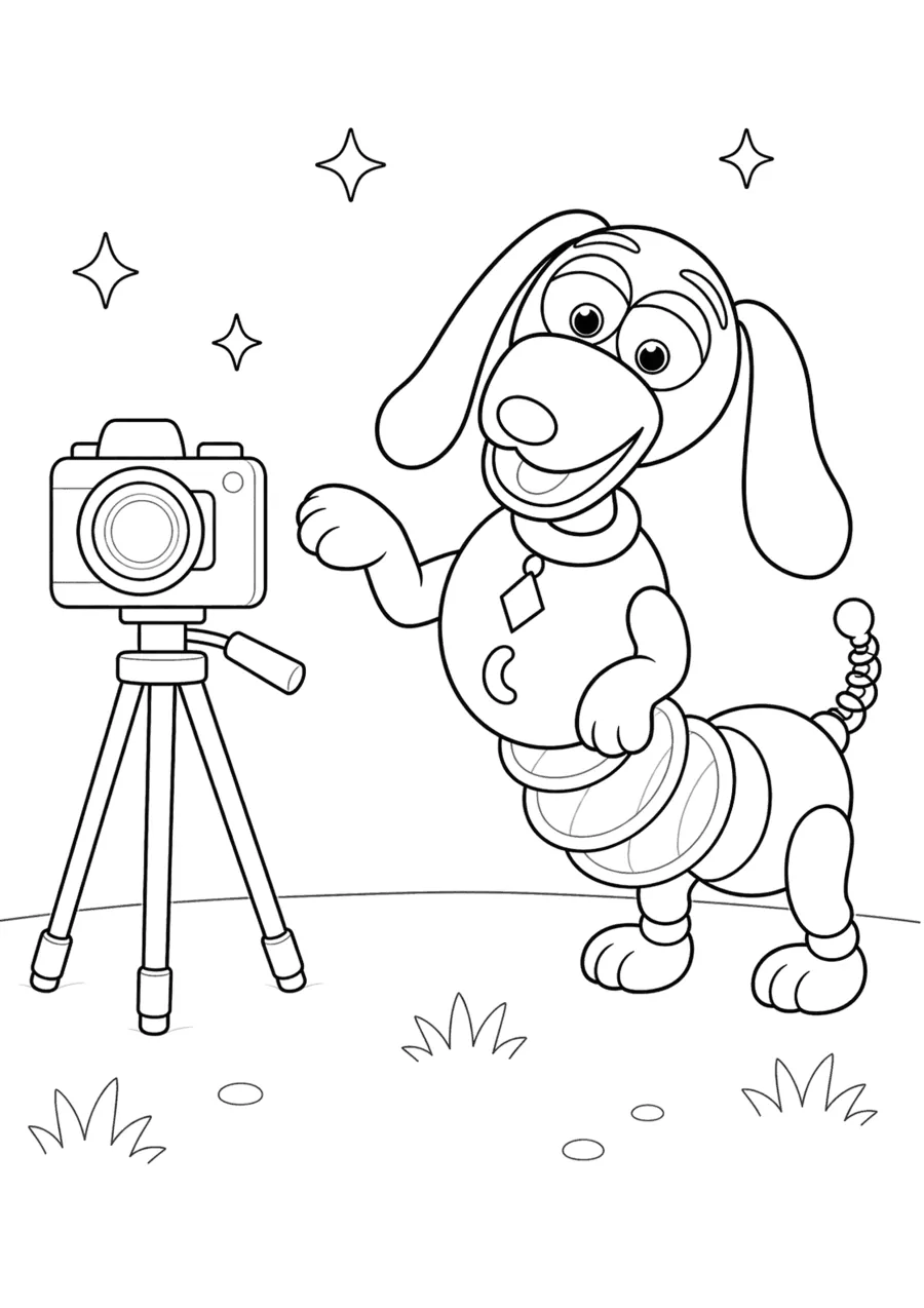 Slinky Dog Posing by a Camera