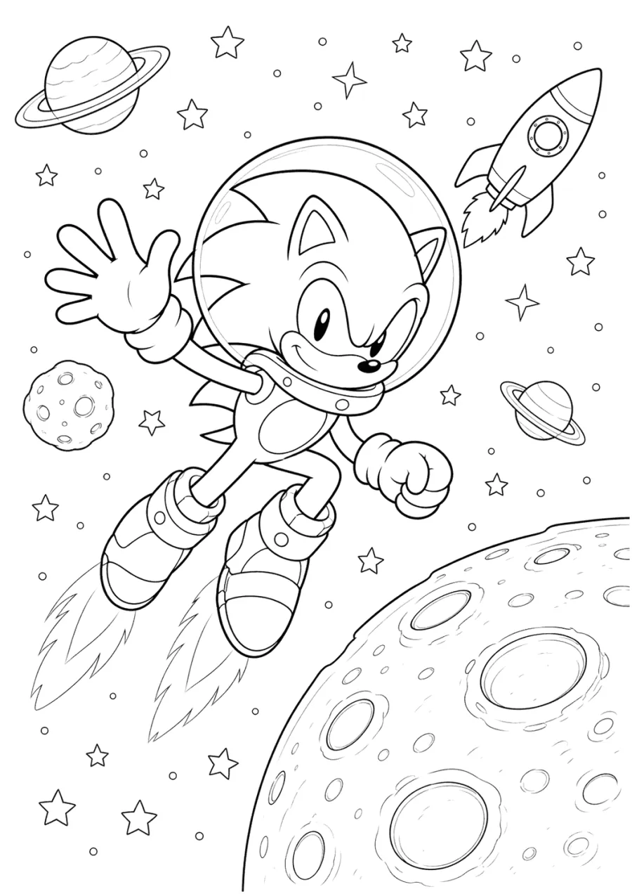 Sonic Flying in Space with a Helmet
