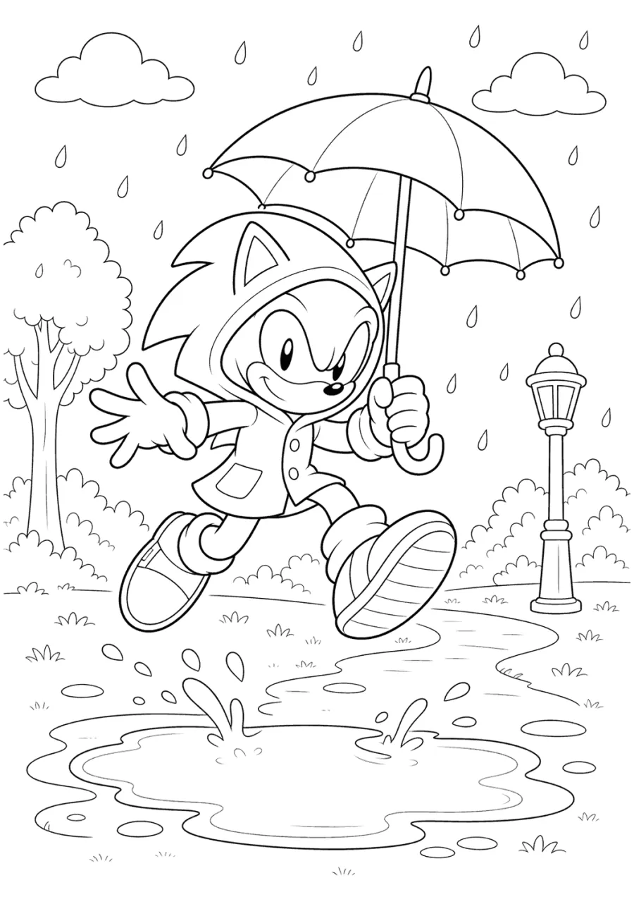 Sonic Jumping in a Rainy Puddle