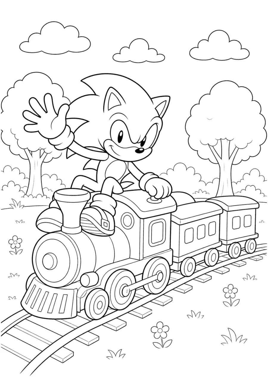 Sonic Riding a Toy Train