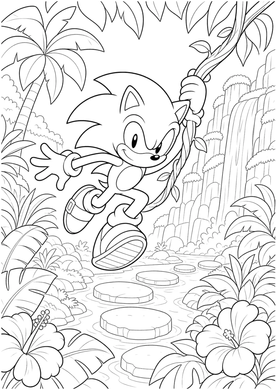 Sonic Swinging on a Jungle Vine