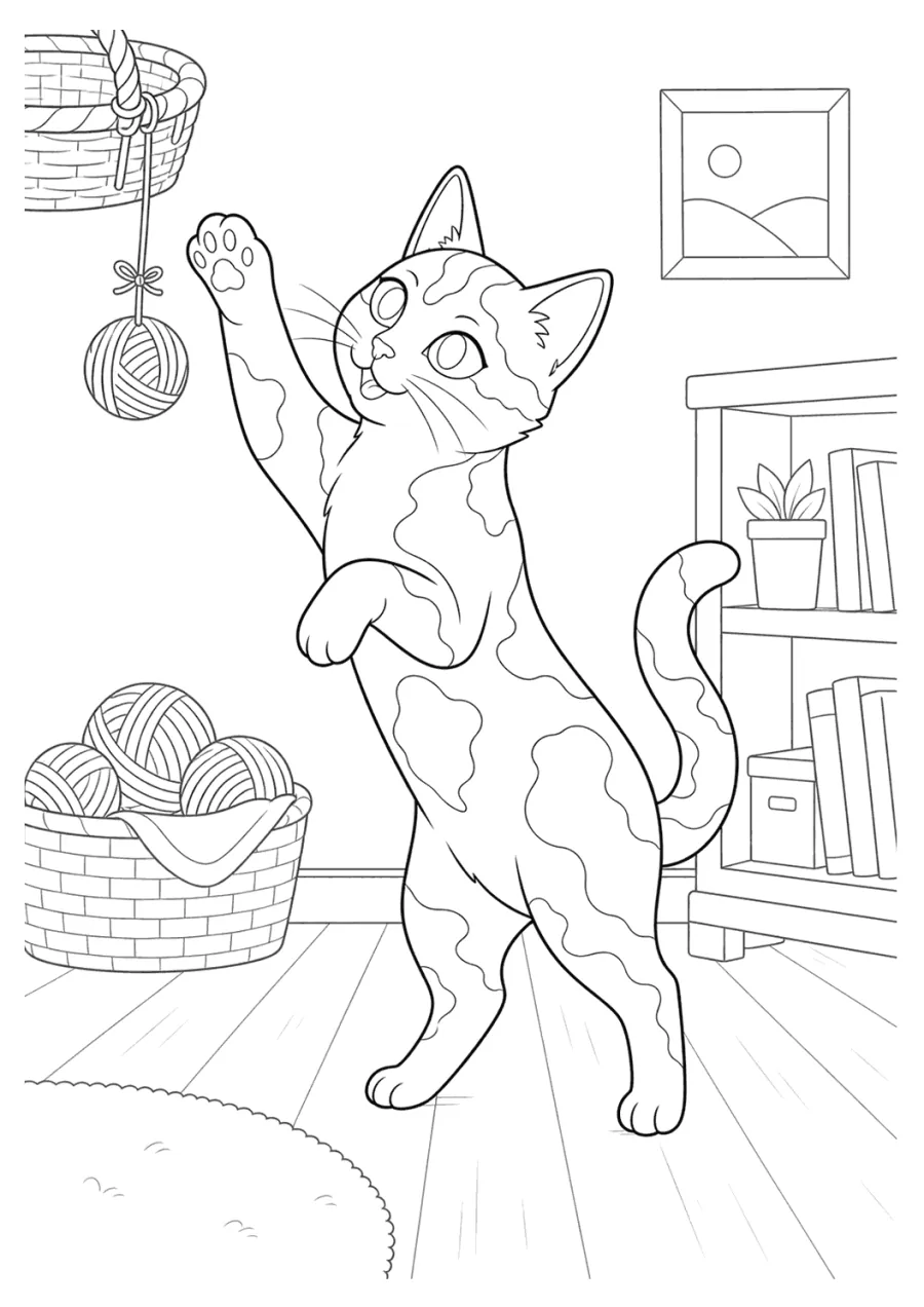 Sphynx Cat Playing with a Hanging Toy