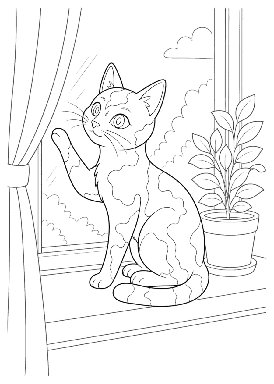 Sphynx Cat Reaching at a Window