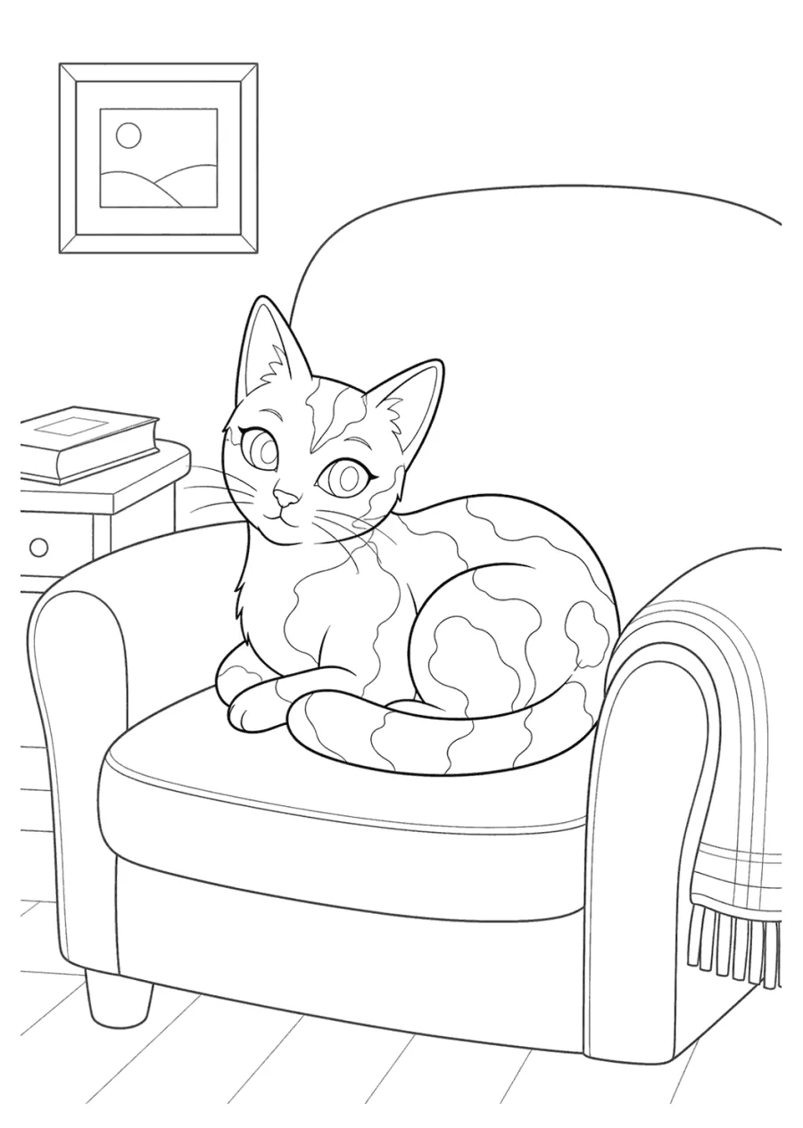 Sphynx Cat Resting in an Armchair