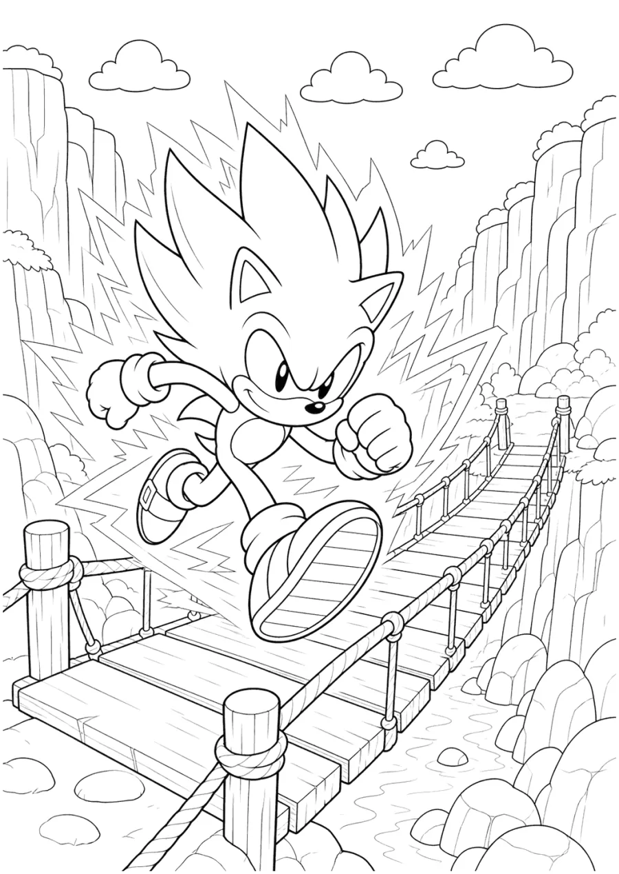 Super Sonic Running Across a Canyon Bridge