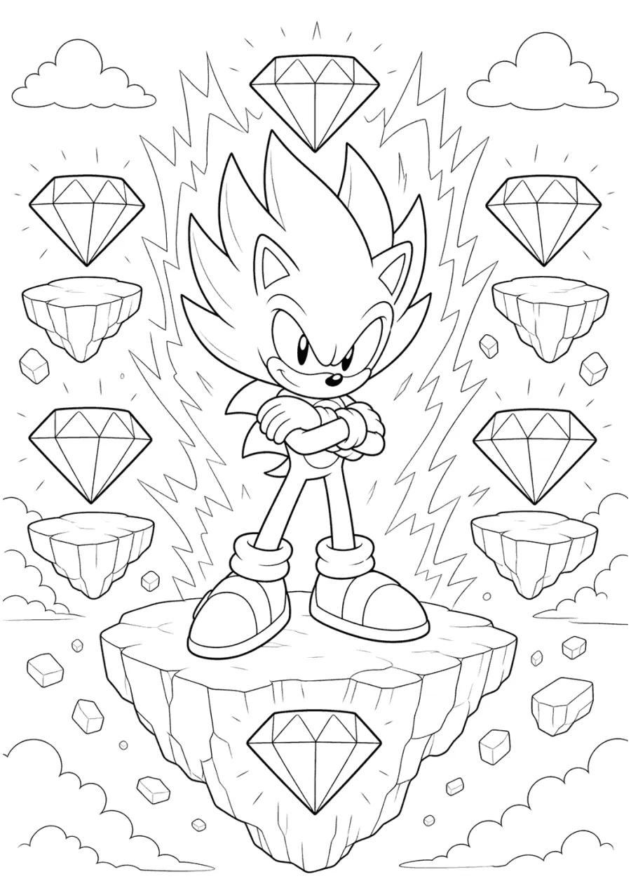 Super Sonic Standing Among Energy Gems