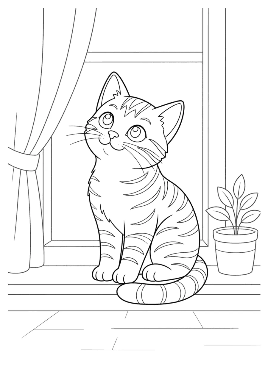 Tabby Cat Sitting by a Window