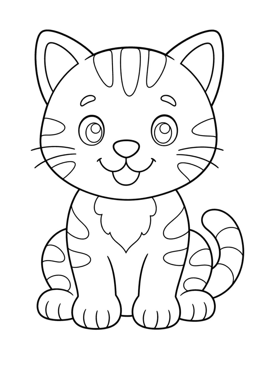 Tabby Kitten Sitting Front View