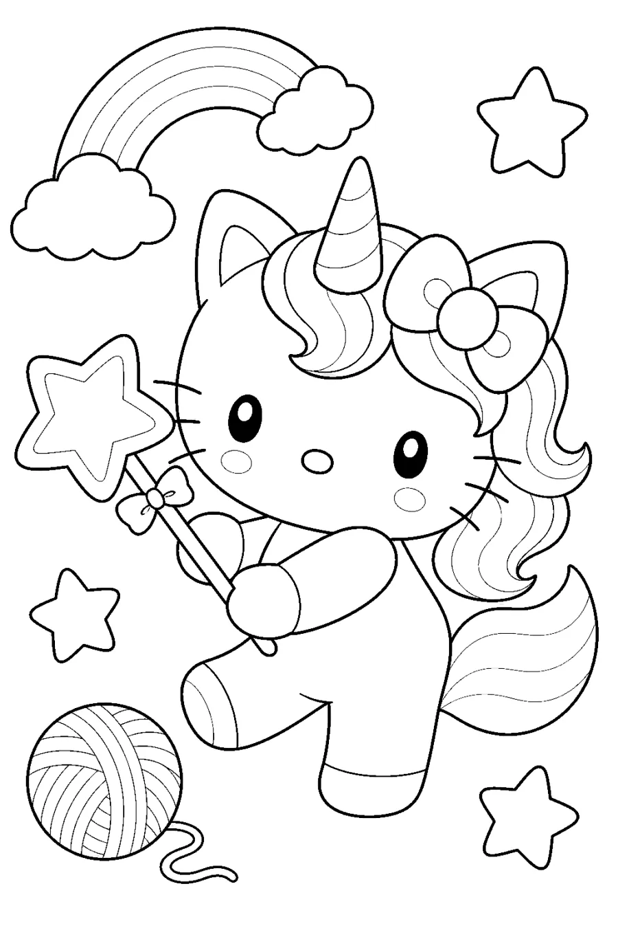 Unicorn Cat Holding a Star Wand