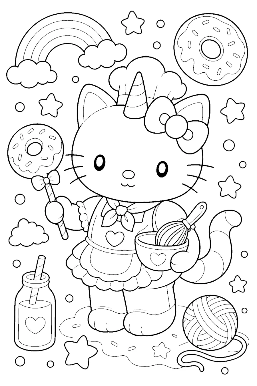 Unicorn Kitty Holding a Donut