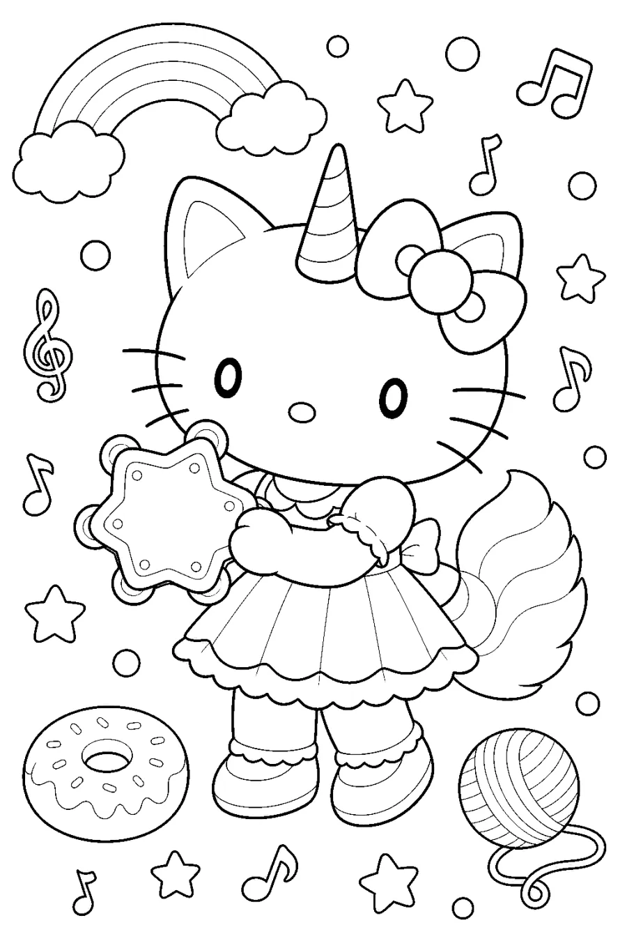 Unicorn Kitty Holding a Star Pillow