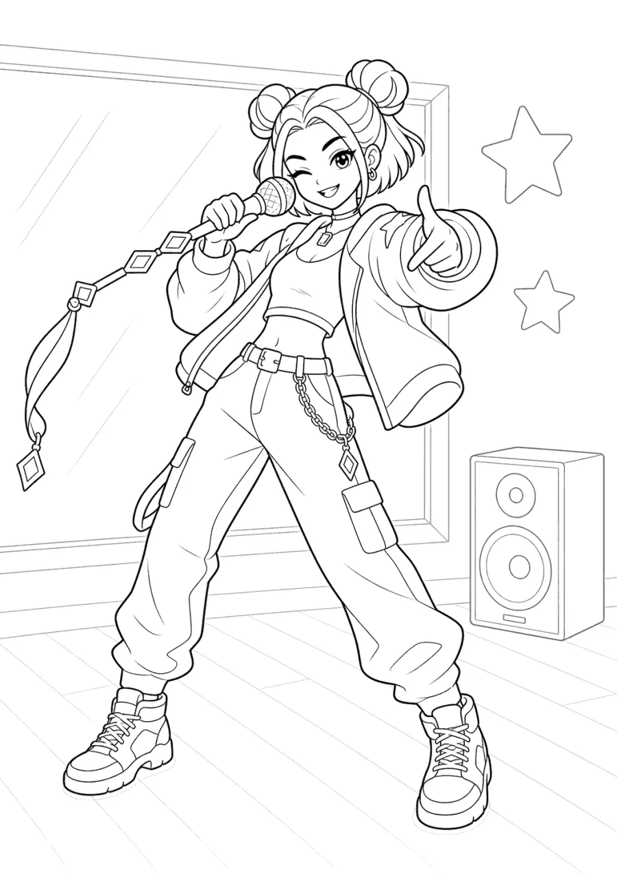 Zoey K-pop Demon Hunters Rapping in Practice Studio