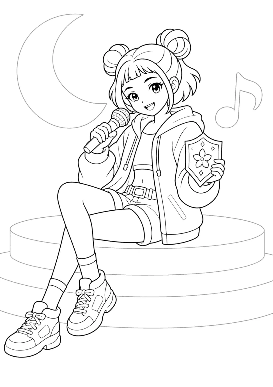 Zoey K-pop Demon Hunters Sitting on a Stage Step