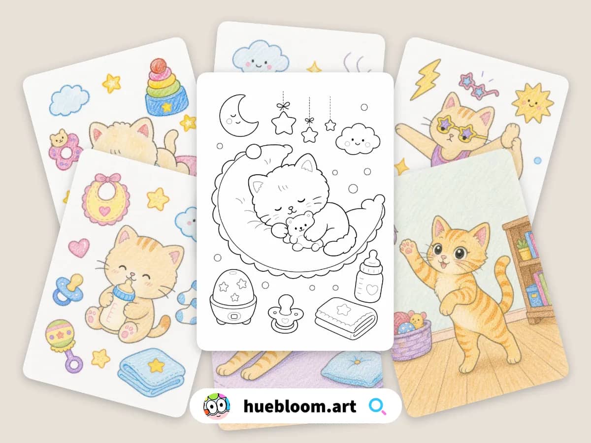 Cat coloring pages preview