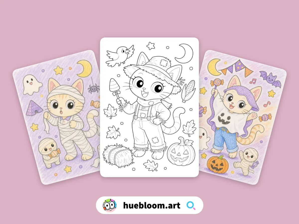 Halloween Cat coloring pages preview