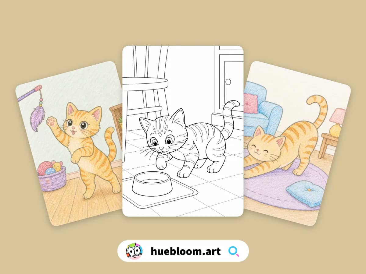 Realistic Cat coloring pages preview