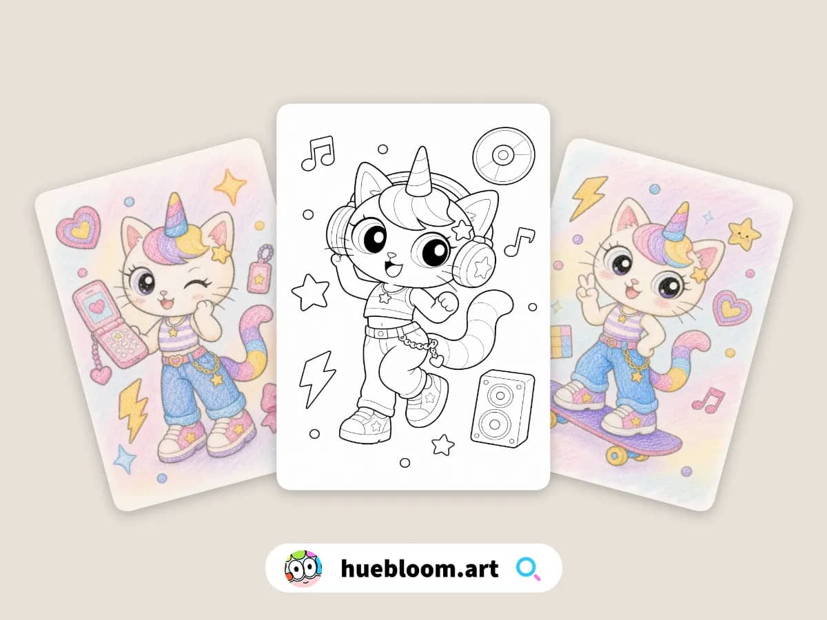 Unicorn Cat coloring pages preview