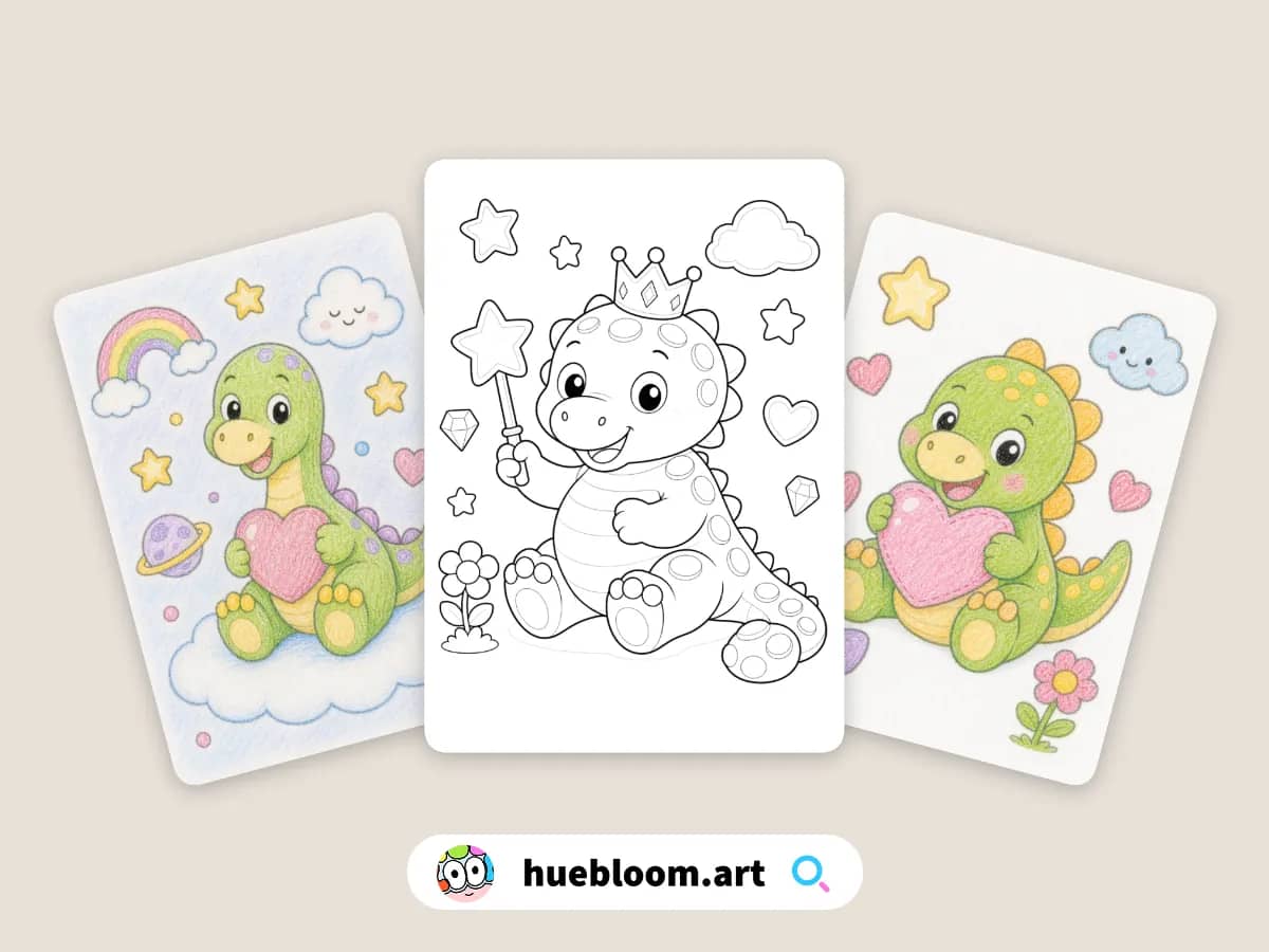 Cute Dinosaur coloring pages preview
