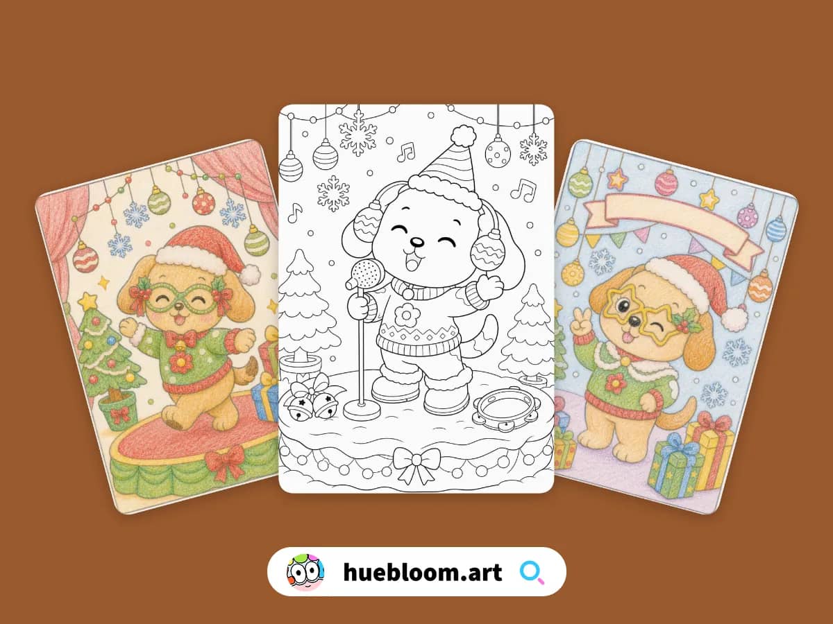 Christmas Dog coloring pages preview