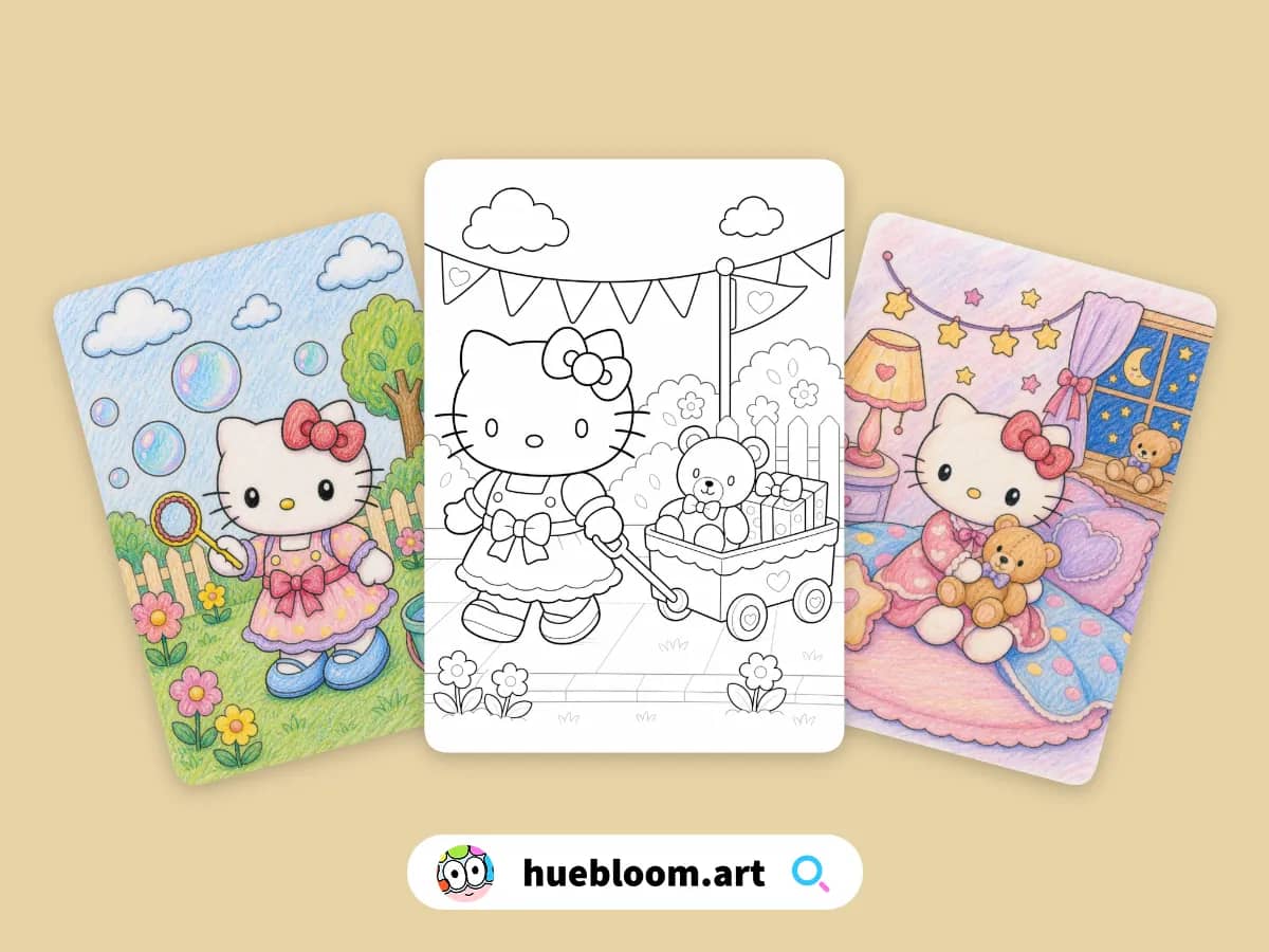 Cute Hello Kitty coloring pages preview