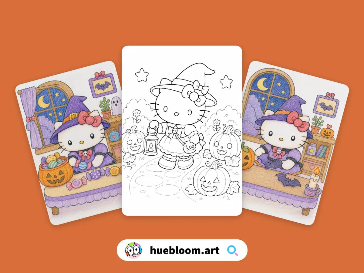 Hello Kitty Halloween coloring pages preview