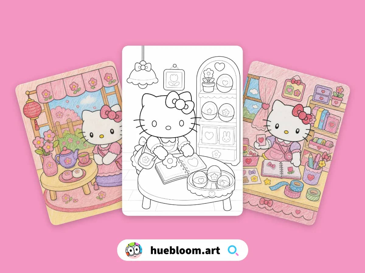 Kawaii Hello Kitty coloring pages preview