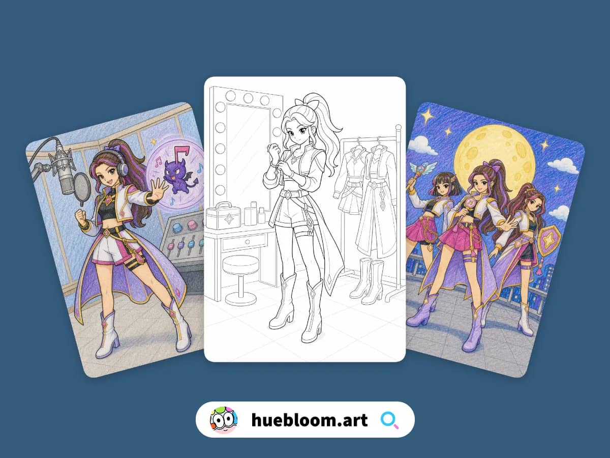 K-pop Demon Hunters coloring pages preview