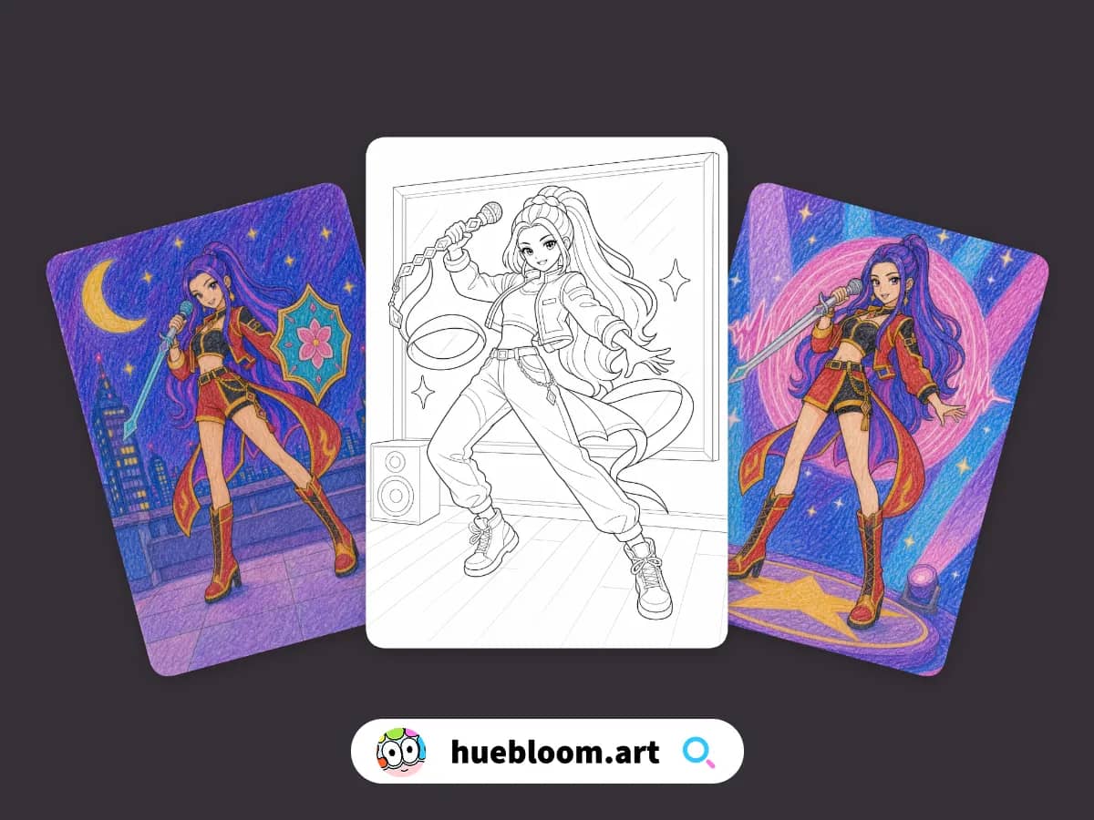 Rumi K-pop Demon Hunters coloring pages preview