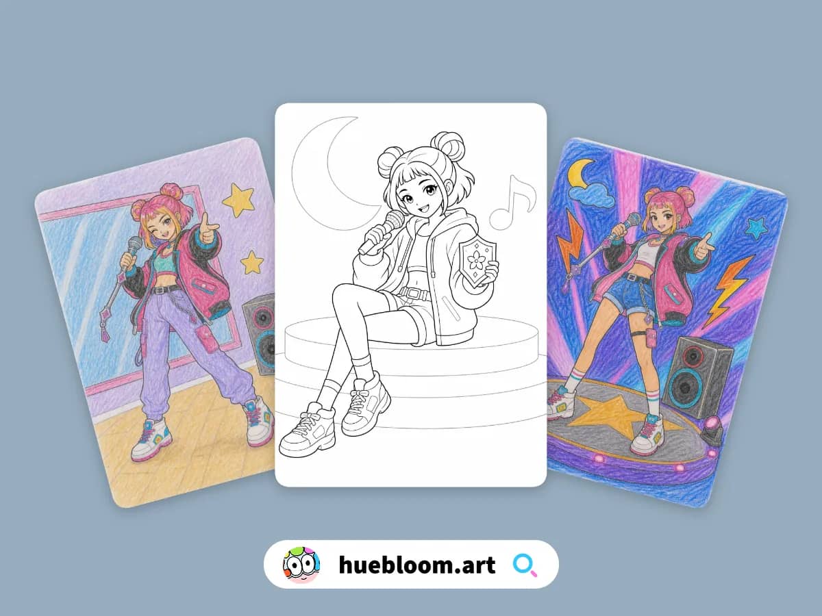 Zoey K-pop Demon Hunters coloring pages preview
