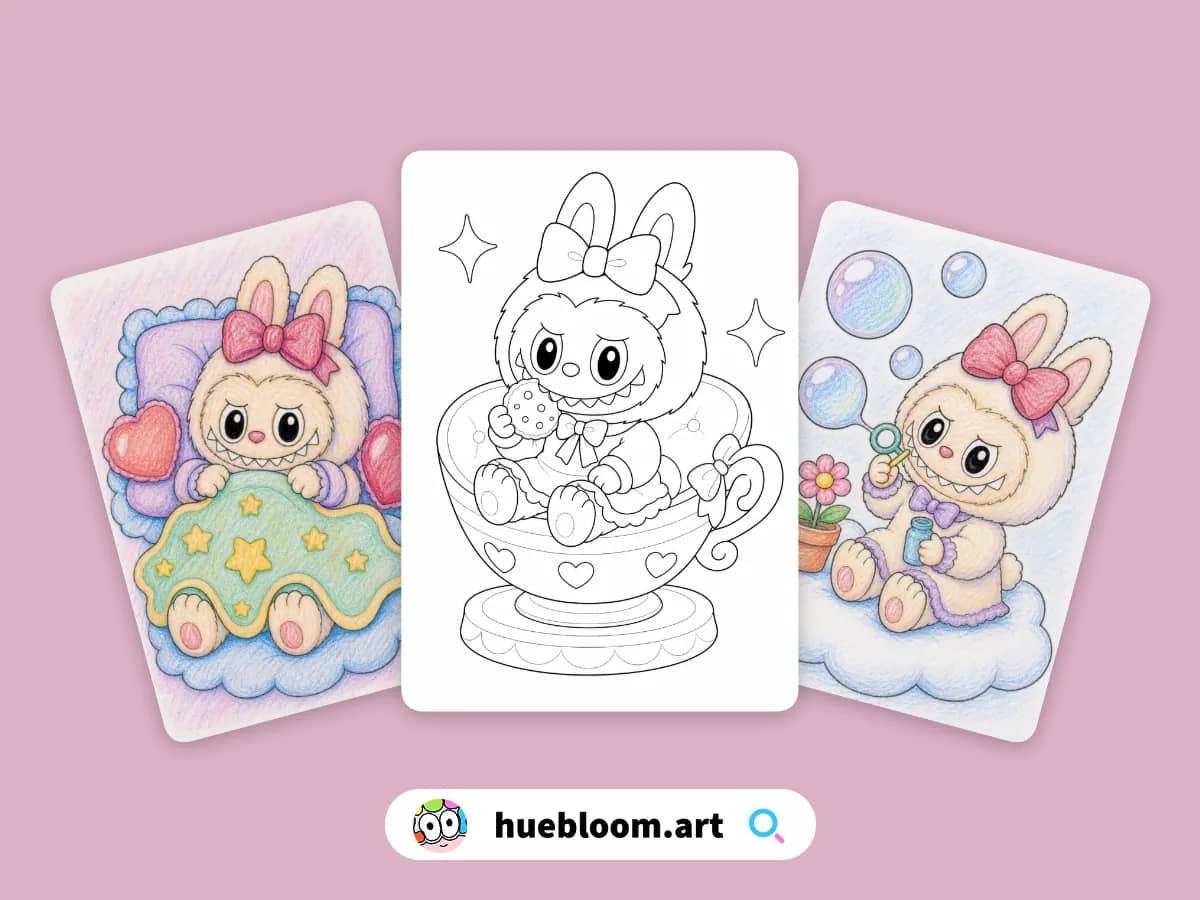 Cute Labubu coloring pages preview