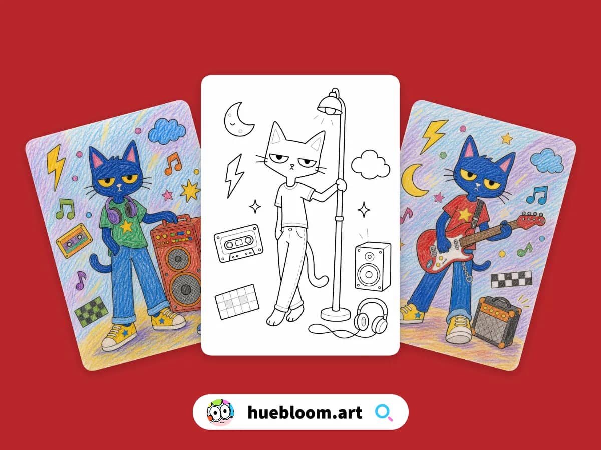 Pete the Cat coloring pages preview