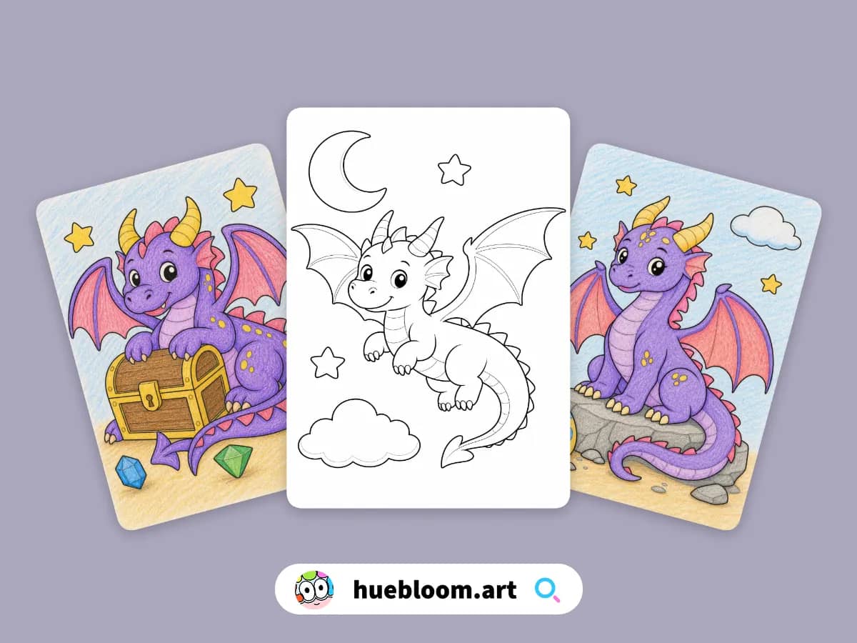 Fantasy Dragon coloring pages preview