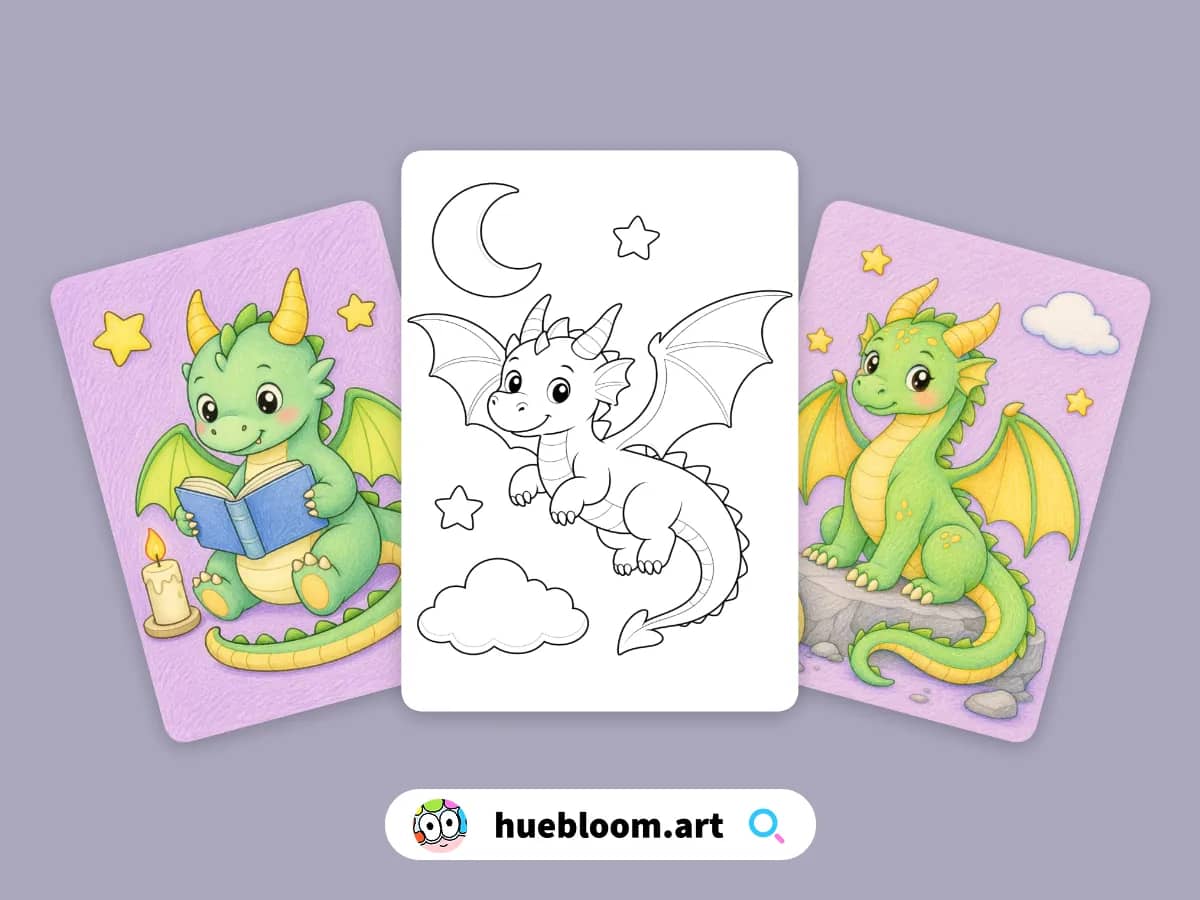 Cute Dragon coloring pages preview