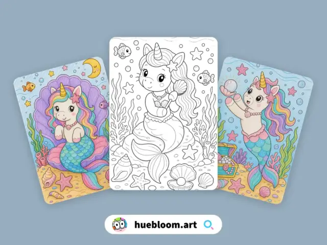 Mermaid Unicorn coloring pages preview