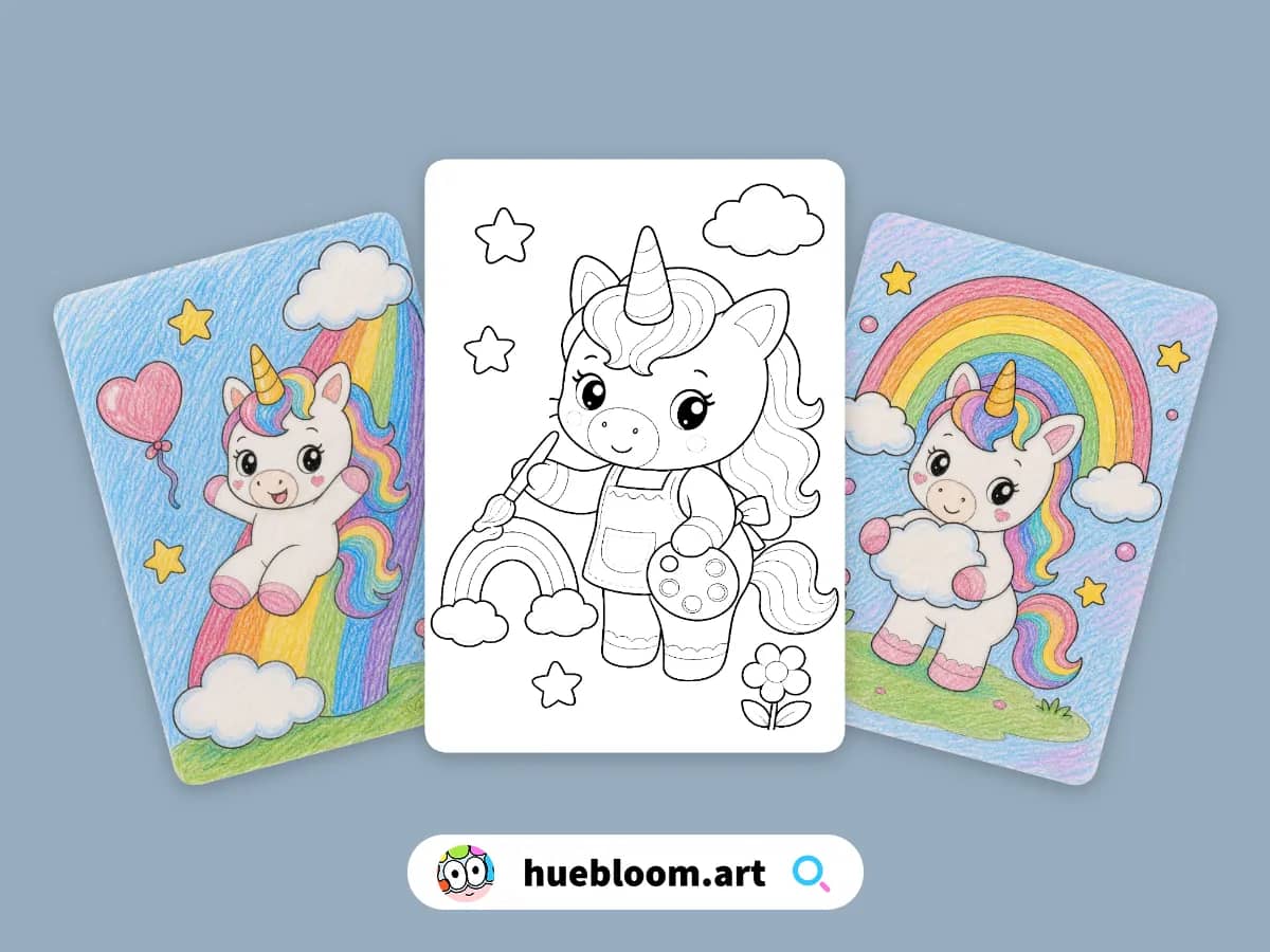 Rainbow Unicorn coloring pages preview