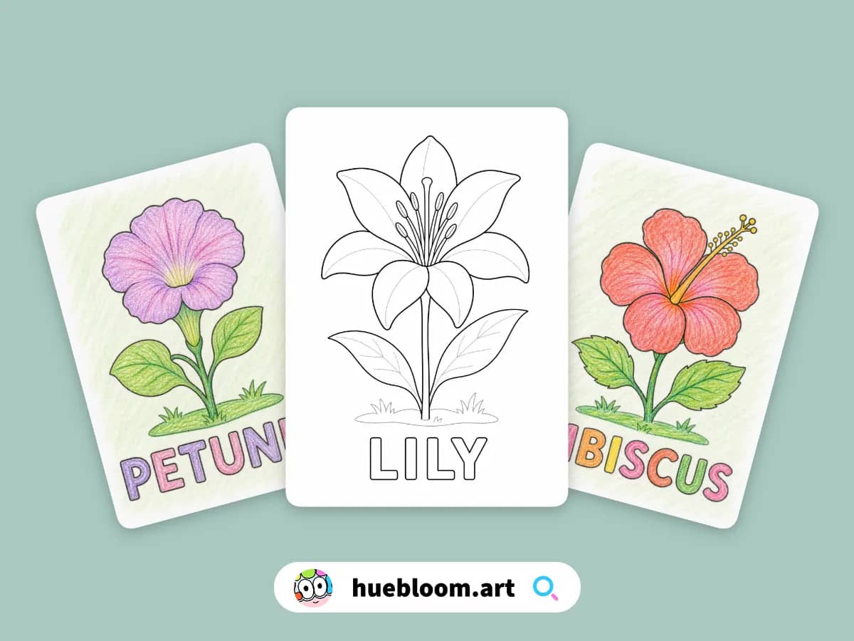 Simple Flowers coloring pages preview