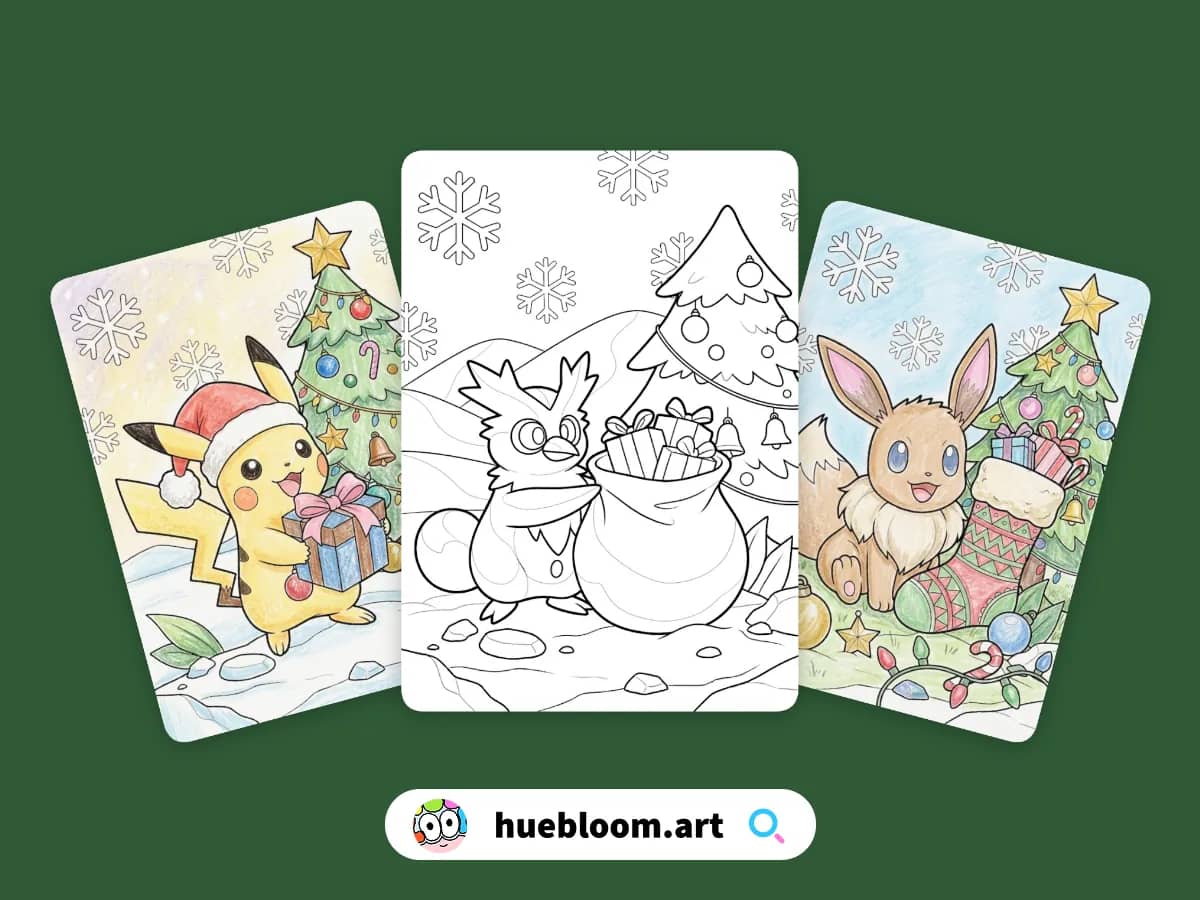 Pokemon Christmas coloring pages preview