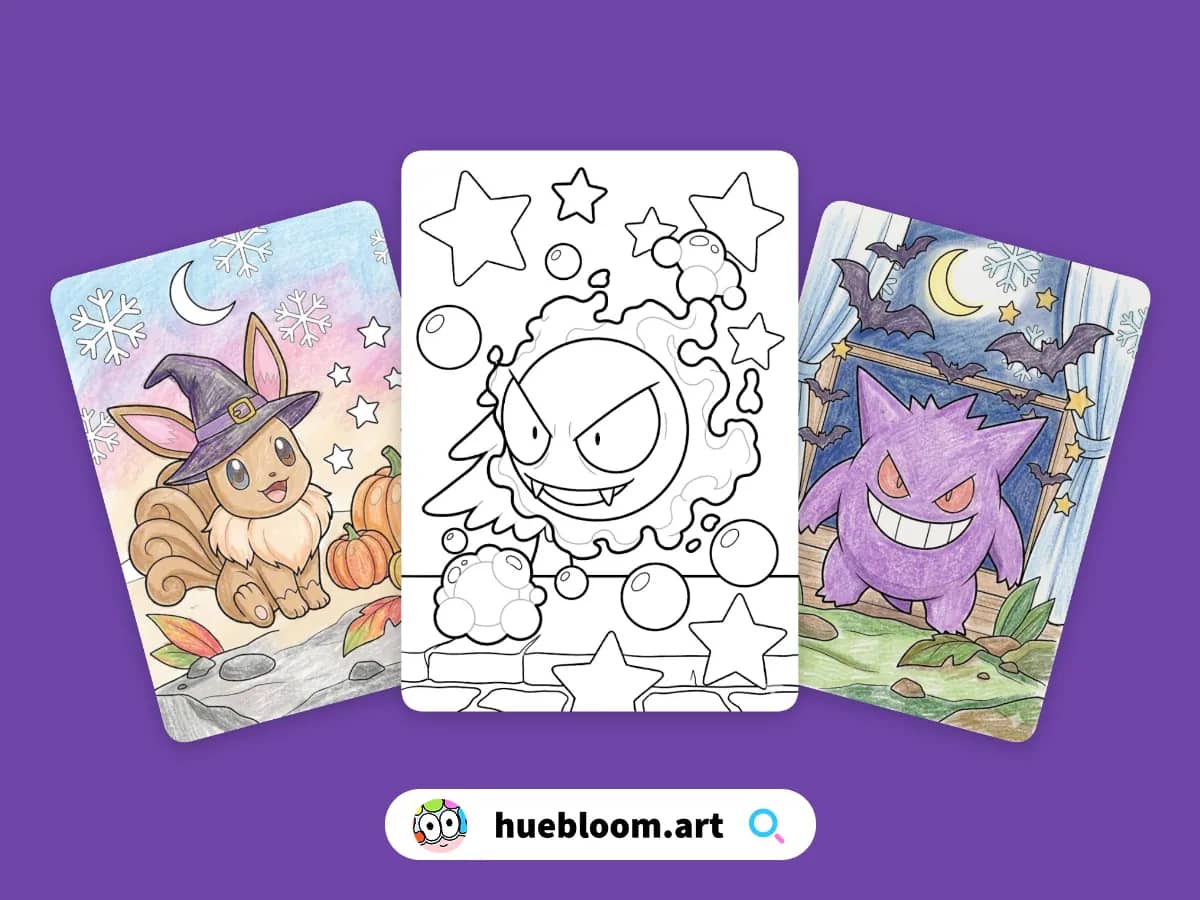 Pokemon Halloween coloring pages preview