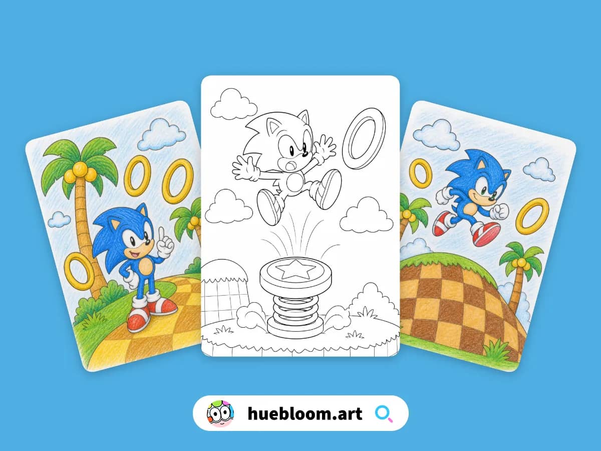 Classic Sonic coloring pages preview