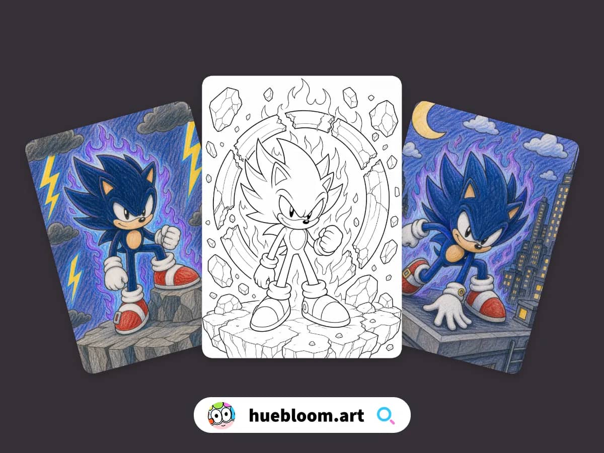 Dark Sonic coloring pages preview