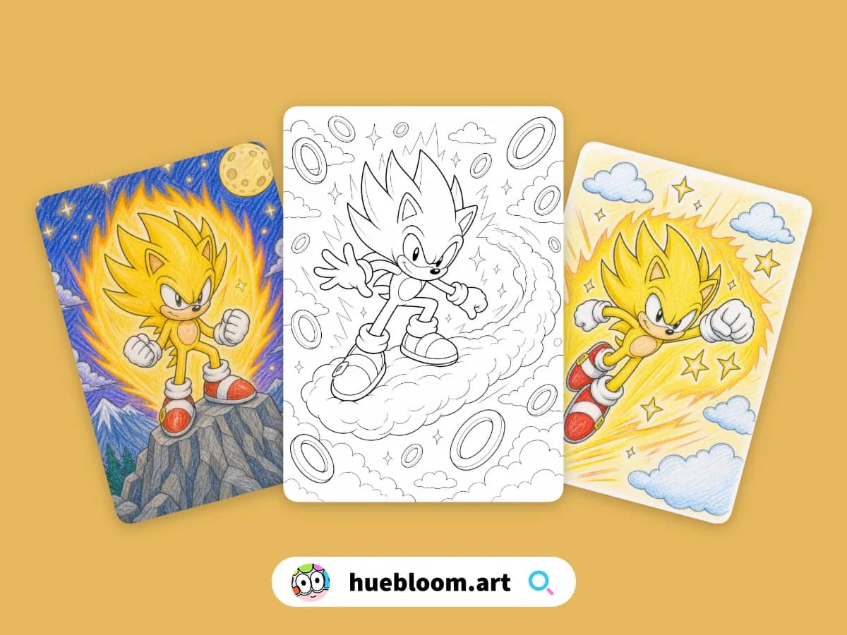 Super Sonic coloring pages preview